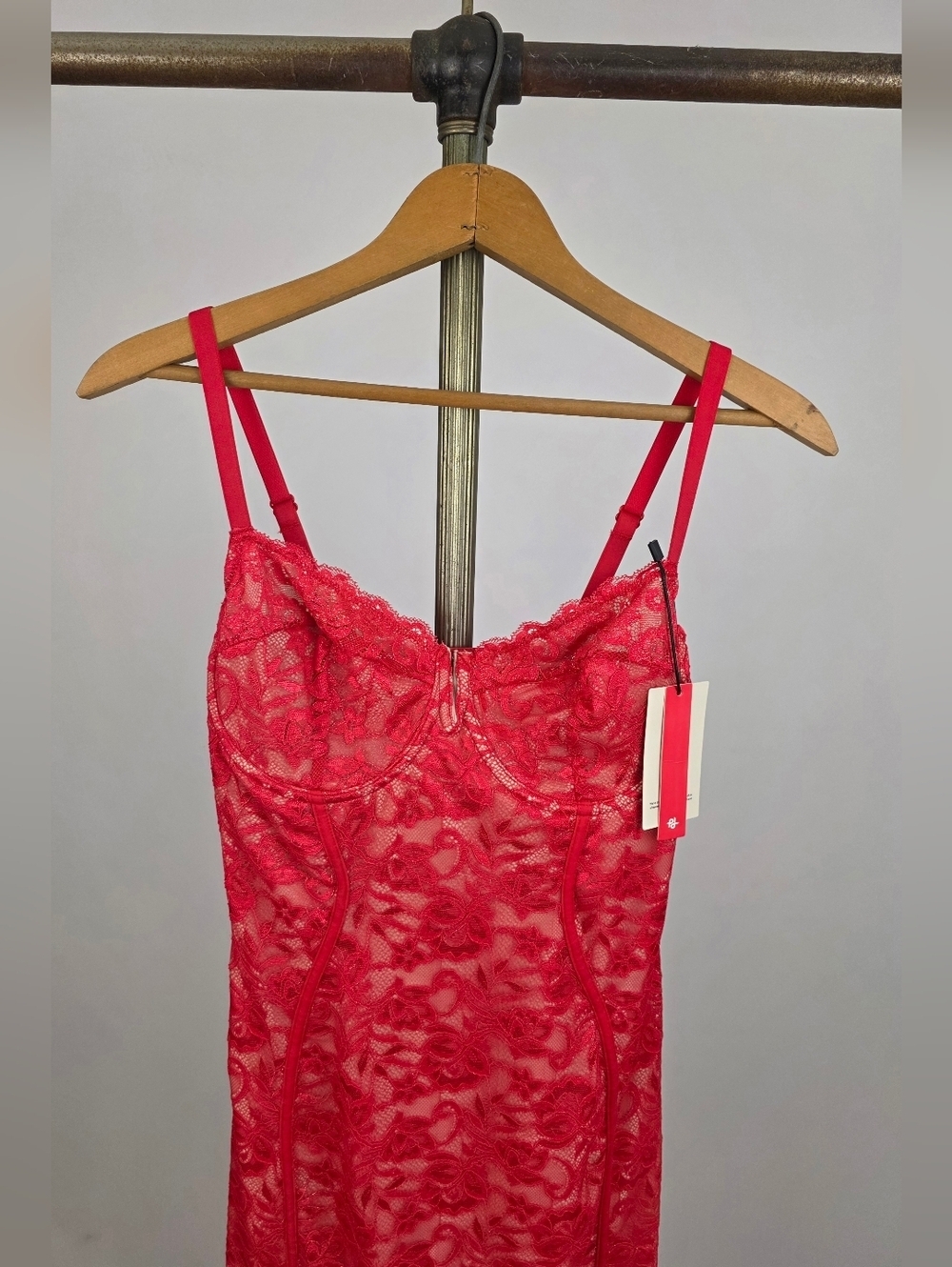 Popilush Women's Burgundy Lace V Neck Bodycon Cocktail Midi Dress Size Small - Picture 7 of 12